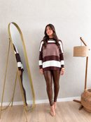 Conjunto Poncho Listrado & Calça Legging Peluciada
