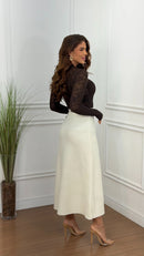 Saia Midi Tricot Raissa Off White