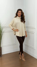 Poncho Tricot Elegance Areia