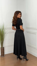 Vestido Canelado Manguinha Preto Kéfera