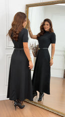 Vestido Canelado Manguinha Preto Kéfera
