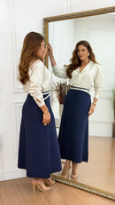 Saia Midi Tricot Raissa Azul