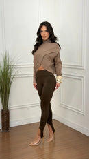Calça legging De Pezinho Marrom