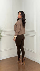 Calça legging De Pezinho Marrom