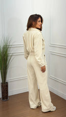 Conjunto Veludo Calça Areia