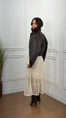 Vestido Tricot Marjorie Manga Longa Areia