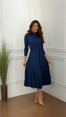 Vestido Lanzinha Plissado Elisangela Azul