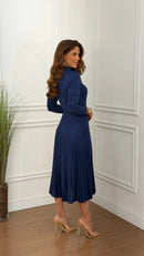 Vestido Lanzinha Plissado Elisangela Azul