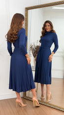 Vestido Lanzinha Plissado Elisangela Azul